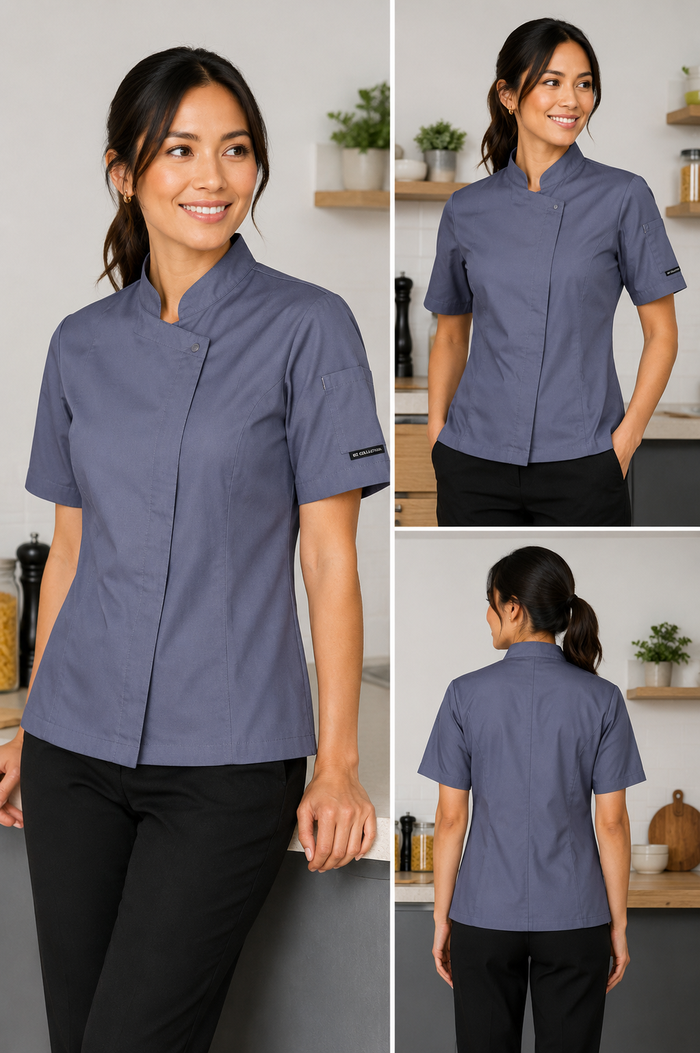 CH330LS - CLEARANCE - Womens Alfresco Short Sleeve Chef Jacket - Biz Col
