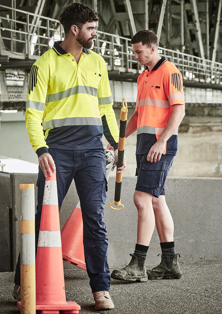 ZH550 Mens Hi Vis Flux Segmented Tape Long Sleeve Polo - Syzmik