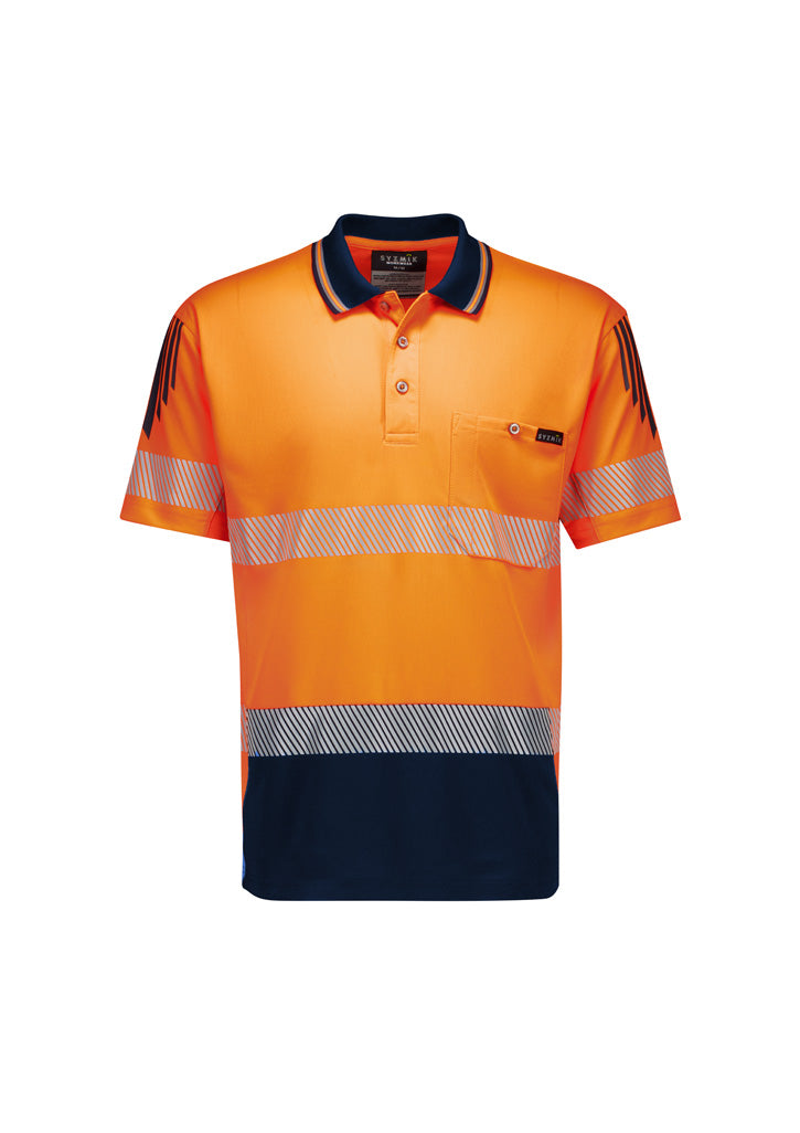 ZH555 Mens Hi Vis Flux Segmented Tape Short Sleeve Polo - Syzmik