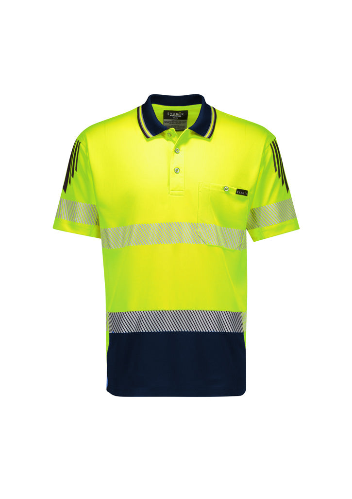 ZH555 Mens Hi Vis Flux Segmented Tape Short Sleeve Polo - Syzmik